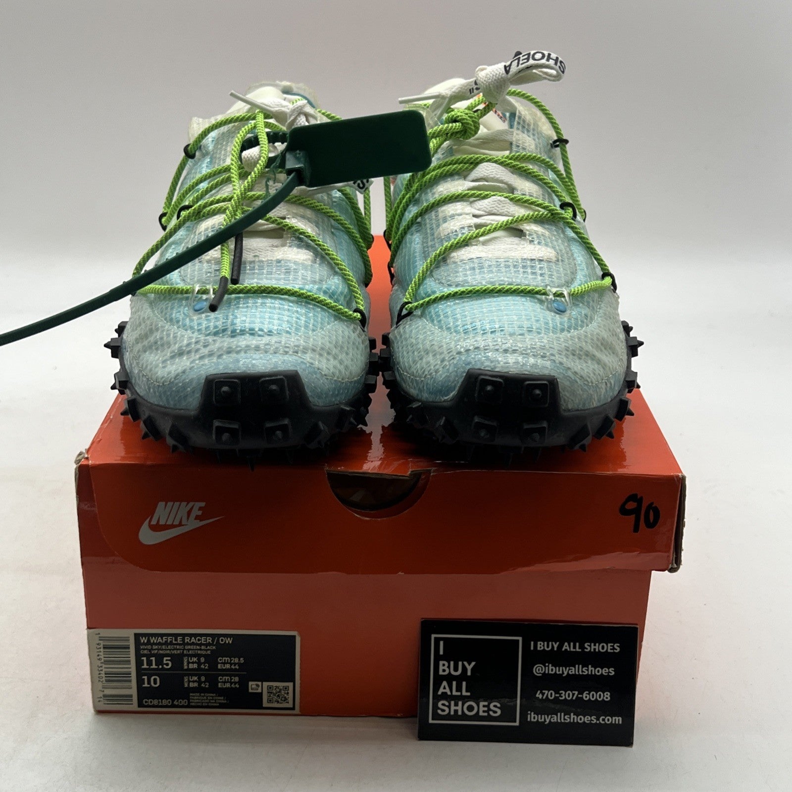 Size 11.5 - Nike Off-White x Waffle Racer Vivid Sky W (CD8180-400)