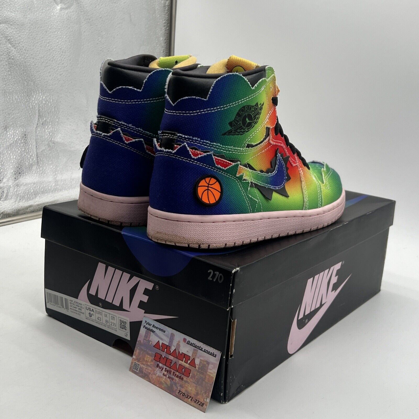 Size 9.5 - Jordan 1 Retro OG High x J Balvin Tie Dye Blue Red Green (DC3481-900)