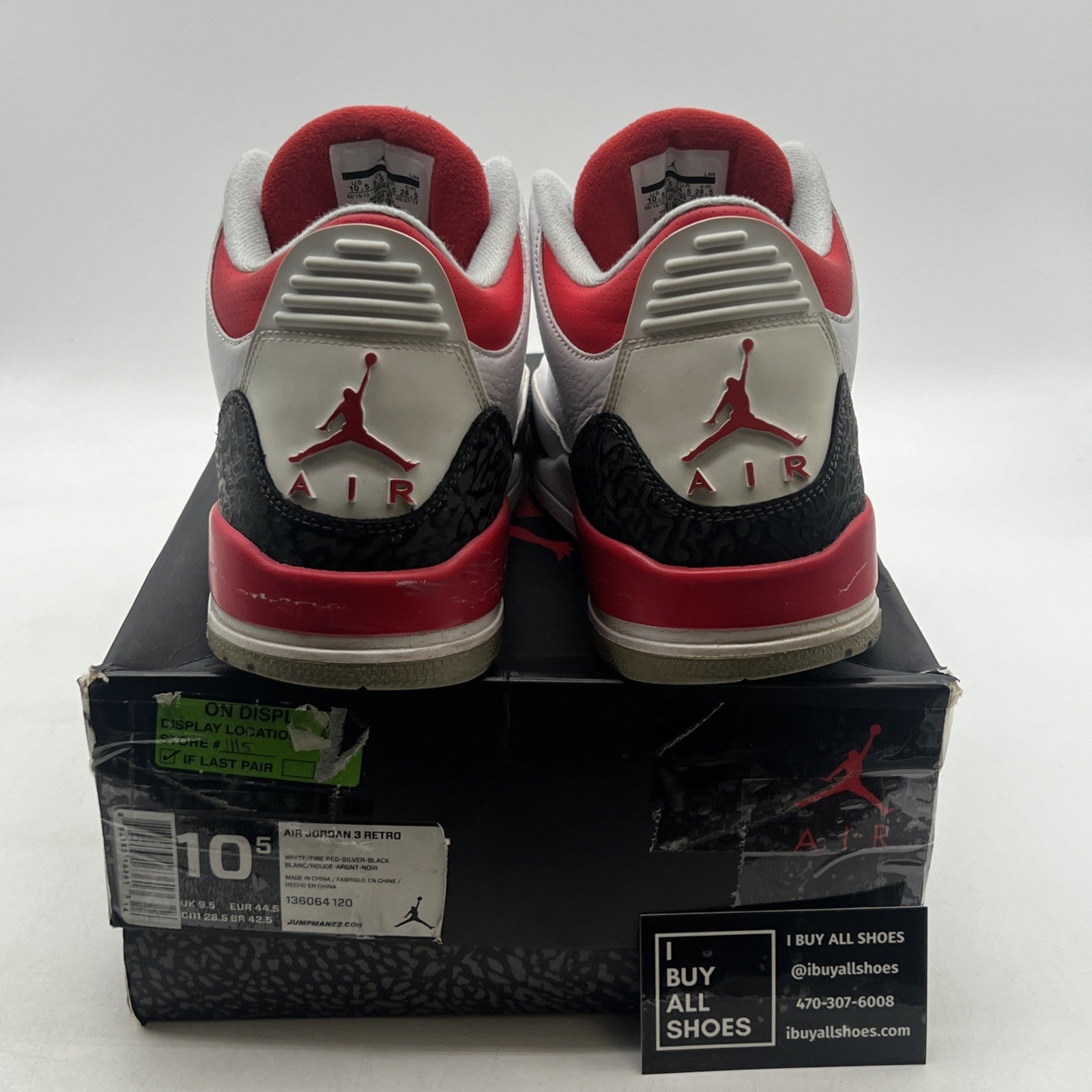 Size 10.5 - Air Jordan 3 Retro 2013 Fire Red (136064-120)