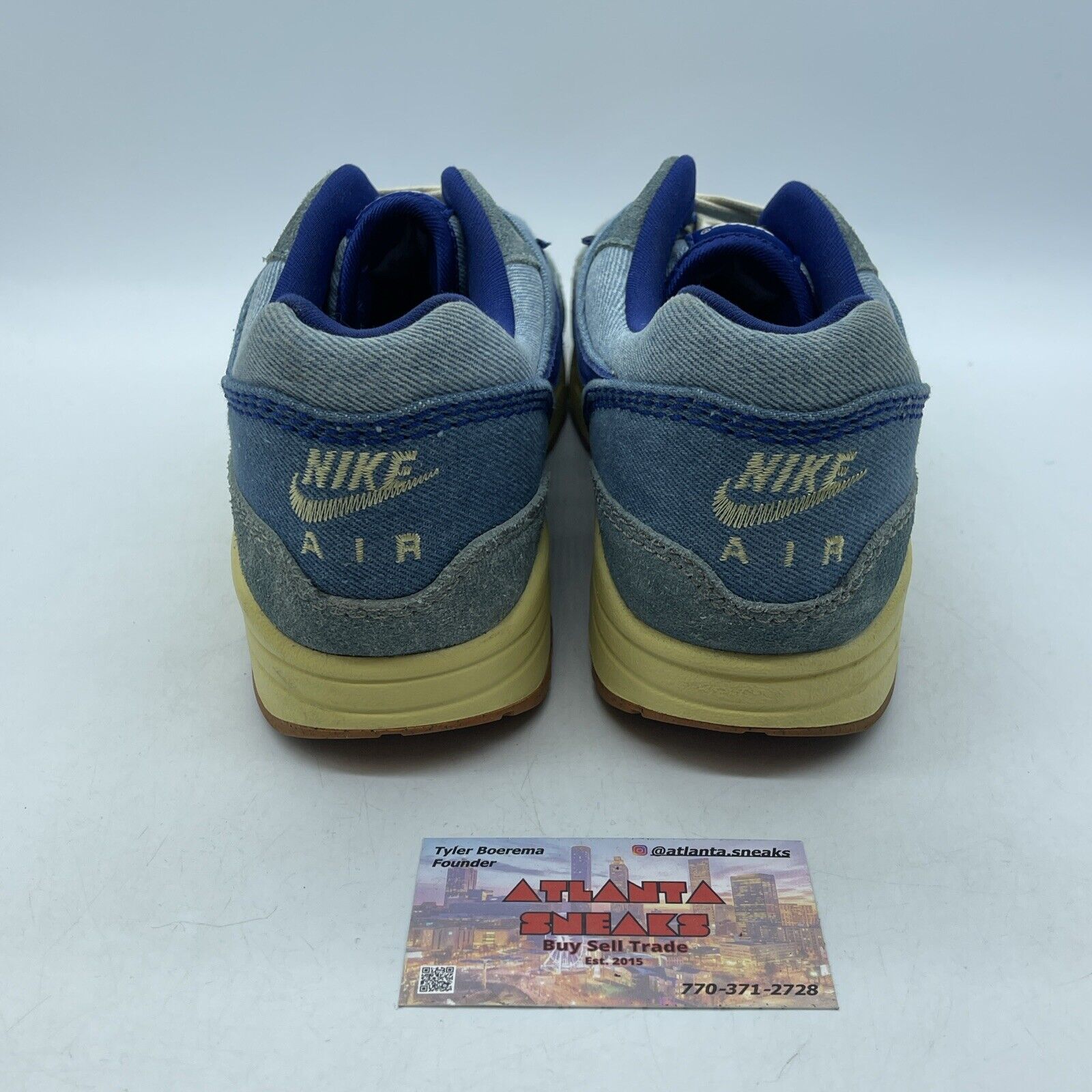 Size 11 - Nike Air Max 1 Premium Dirty Denim 2022 Blue Yellow Suede (DV3050-300)
