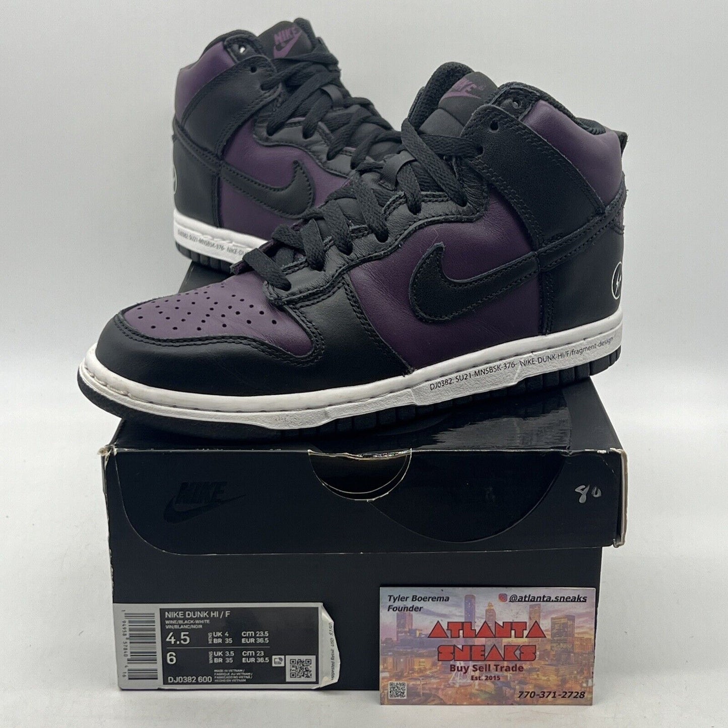 Size 4.5 - Nike Fragment Design x Dunk High Beijing Black White  (DJ0382-600)
