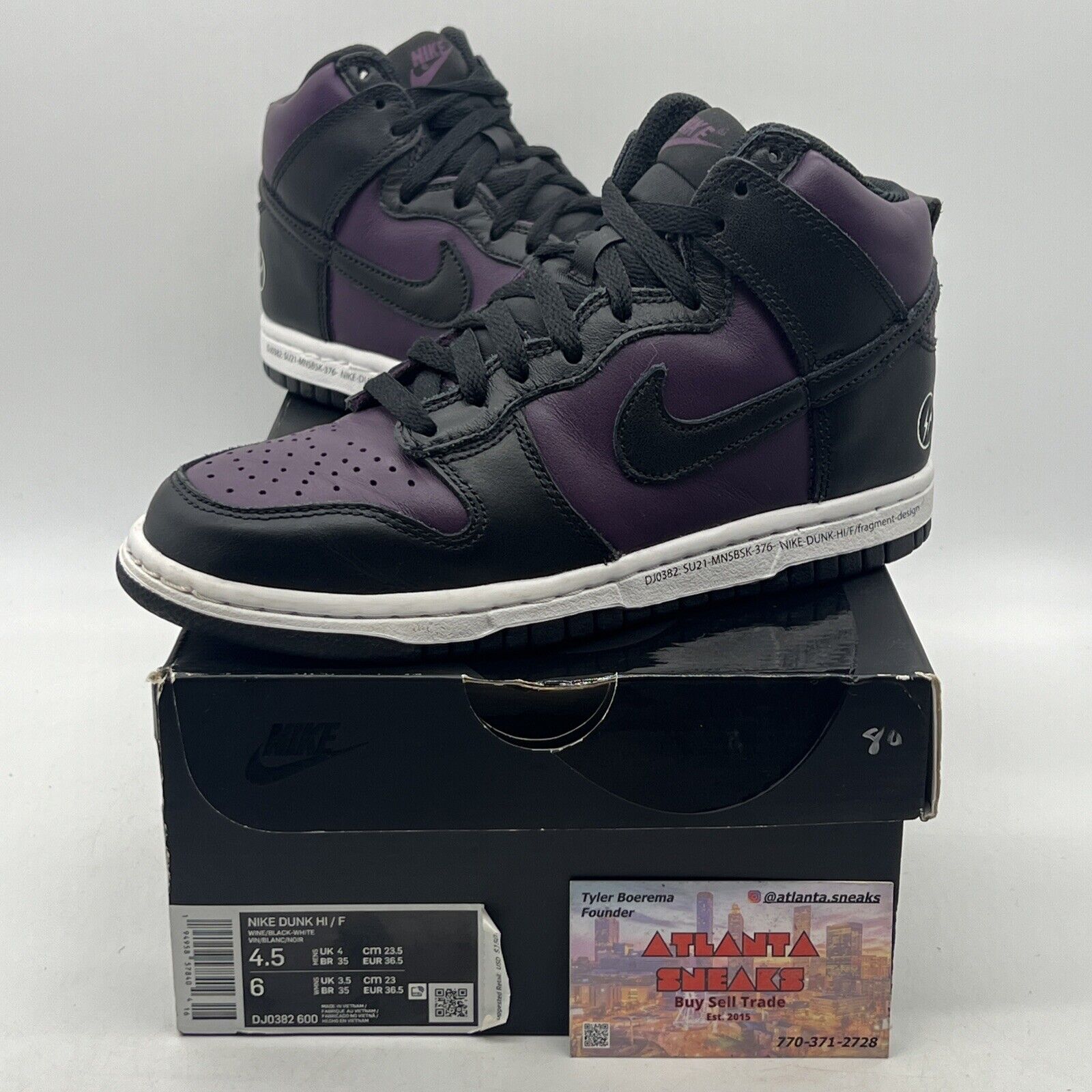 Size 4.5 - Nike Fragment Design x Dunk High Beijing Black White  (DJ0382-600)