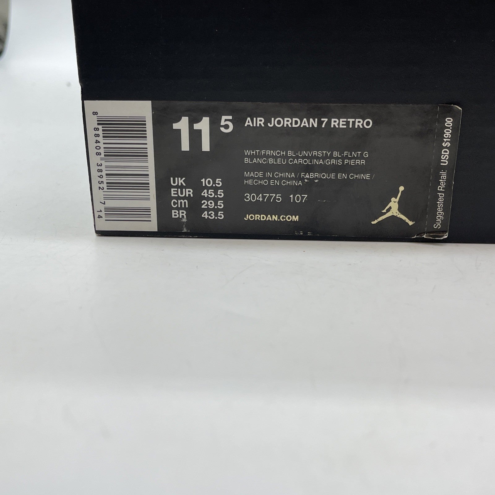 Size 11.5 - Air Jordan 7 Retro 2015 French Blue White Leather (304775-107)