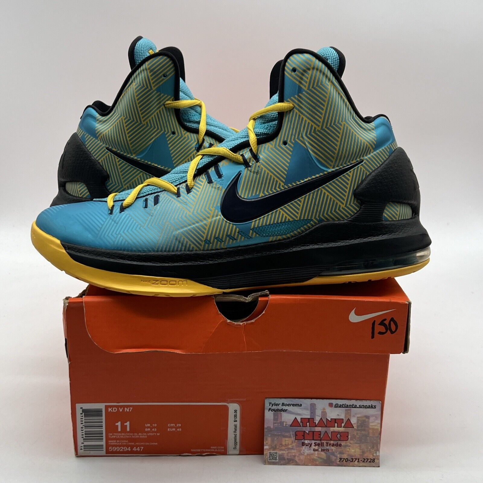 Size 11 - Nike KD 5 N7 - Yellow Blue Navy Black (599294-447)