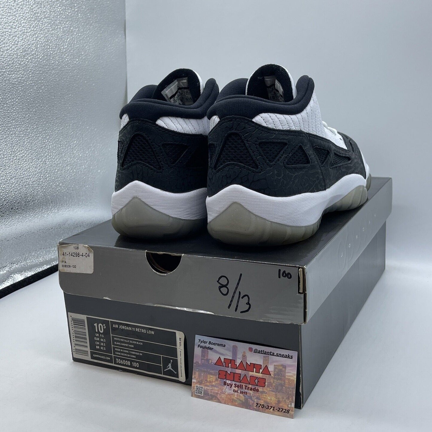 Size 10.5 - Air Jordan 11 Retro IE Low White Black Suede Leather (306008-100)