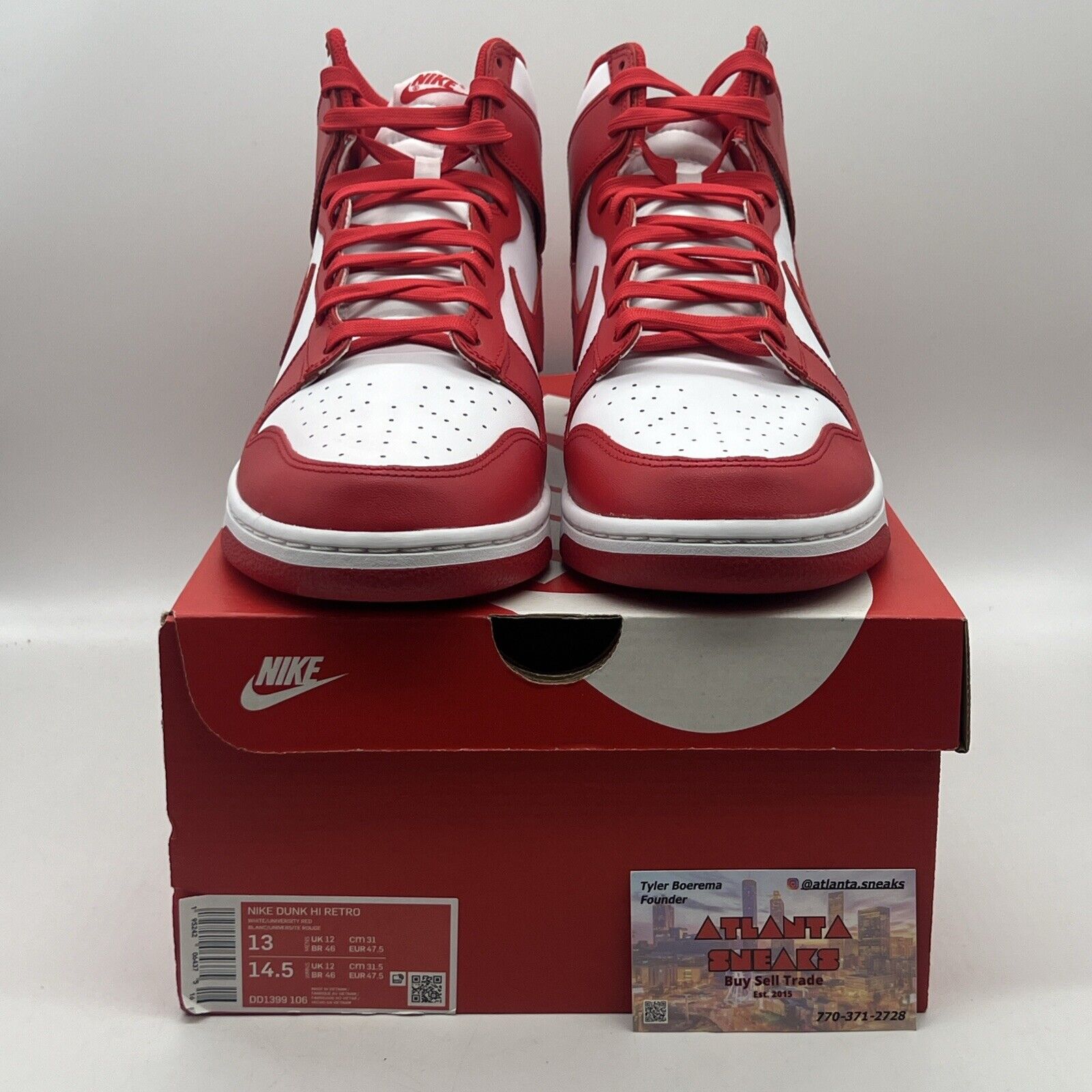 Size 13 - Nike Dunk High University Red Brand New Og All White