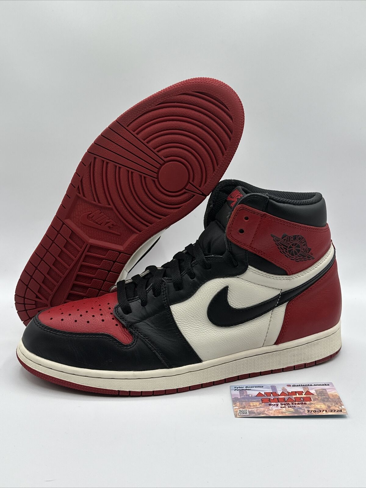 Size 12 - Jordan 1 Retro High OG Bred Toe 2018 rare pair Red White Black Premium