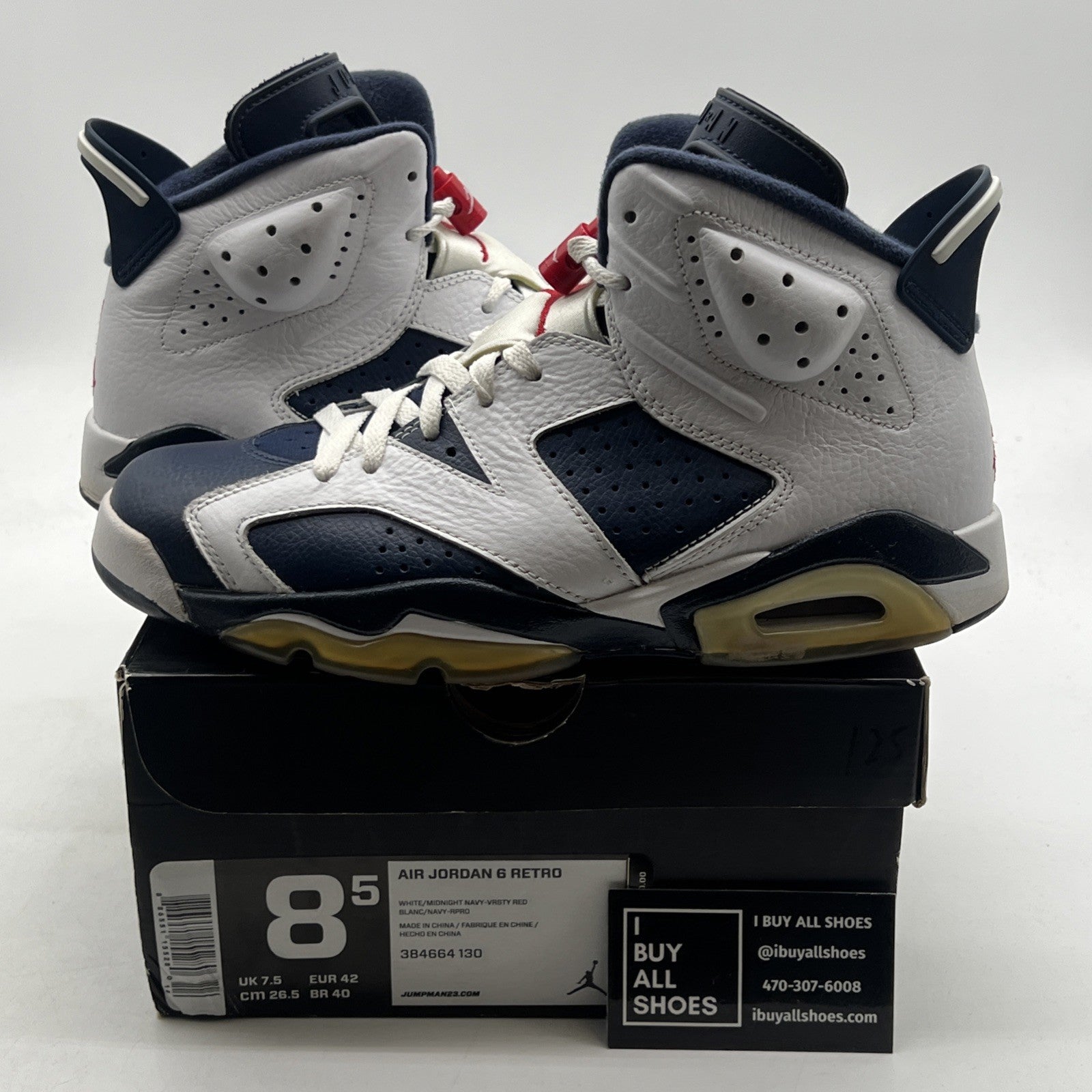 Size 8.5 - Air Jordan 6 Retro 2012 Olympic (384664-130)