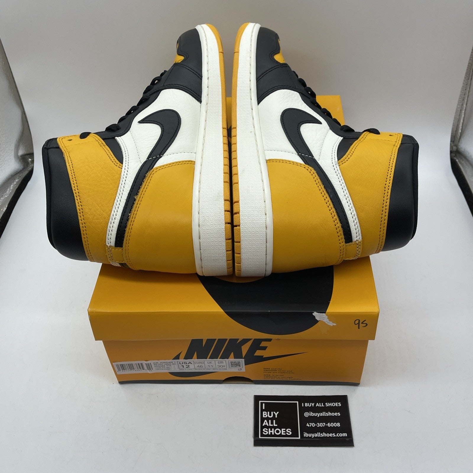 Size 12 - Jordan 1 Retro OG High Yellow Toe Black White Leather (555088-711)