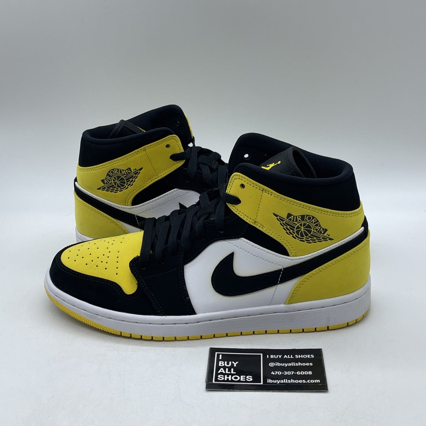 Size 9 - Air Jordan 1 SE Mid Yellow Toe Black Suede (852542-071)