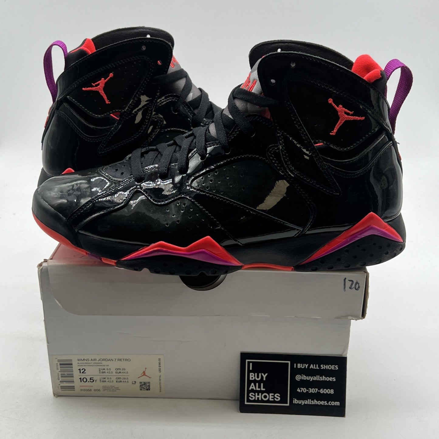 Size 12 - Air Jordan 7 Retro Black Gloss W (313358-006)