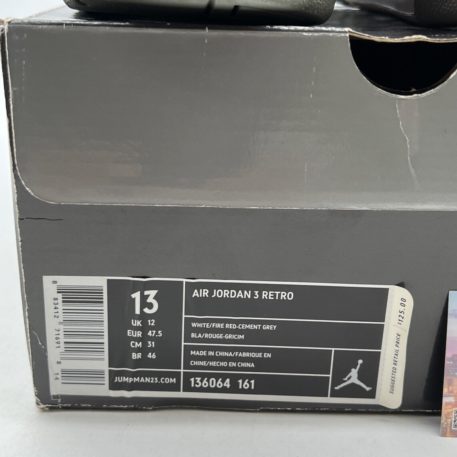 Size 13 - Air Jordan 3 Retro 2007 Fire Red (136064-161)