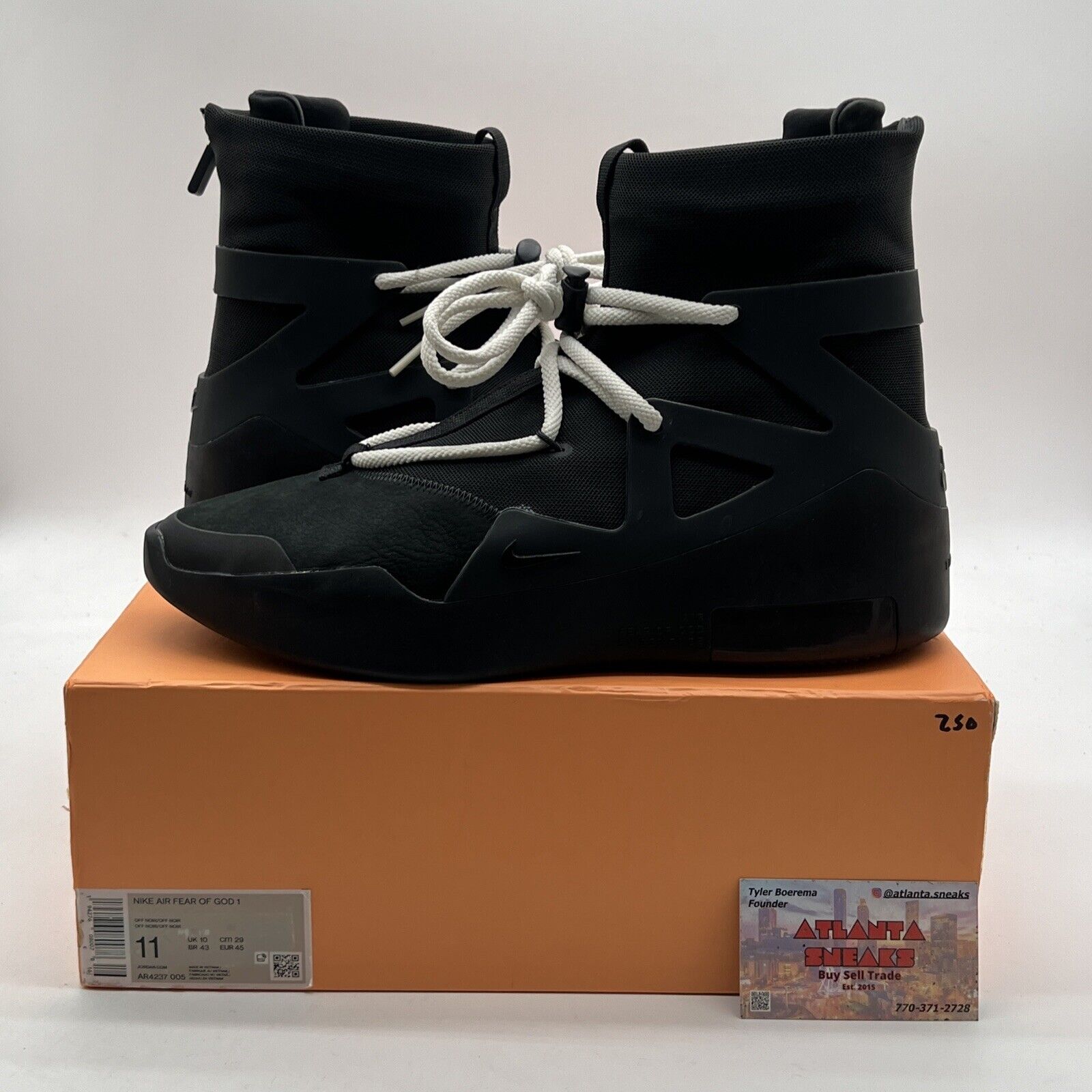 Size 11 - Nike Air Fear of God 1 Triple Black 2020 (AR4237-005)