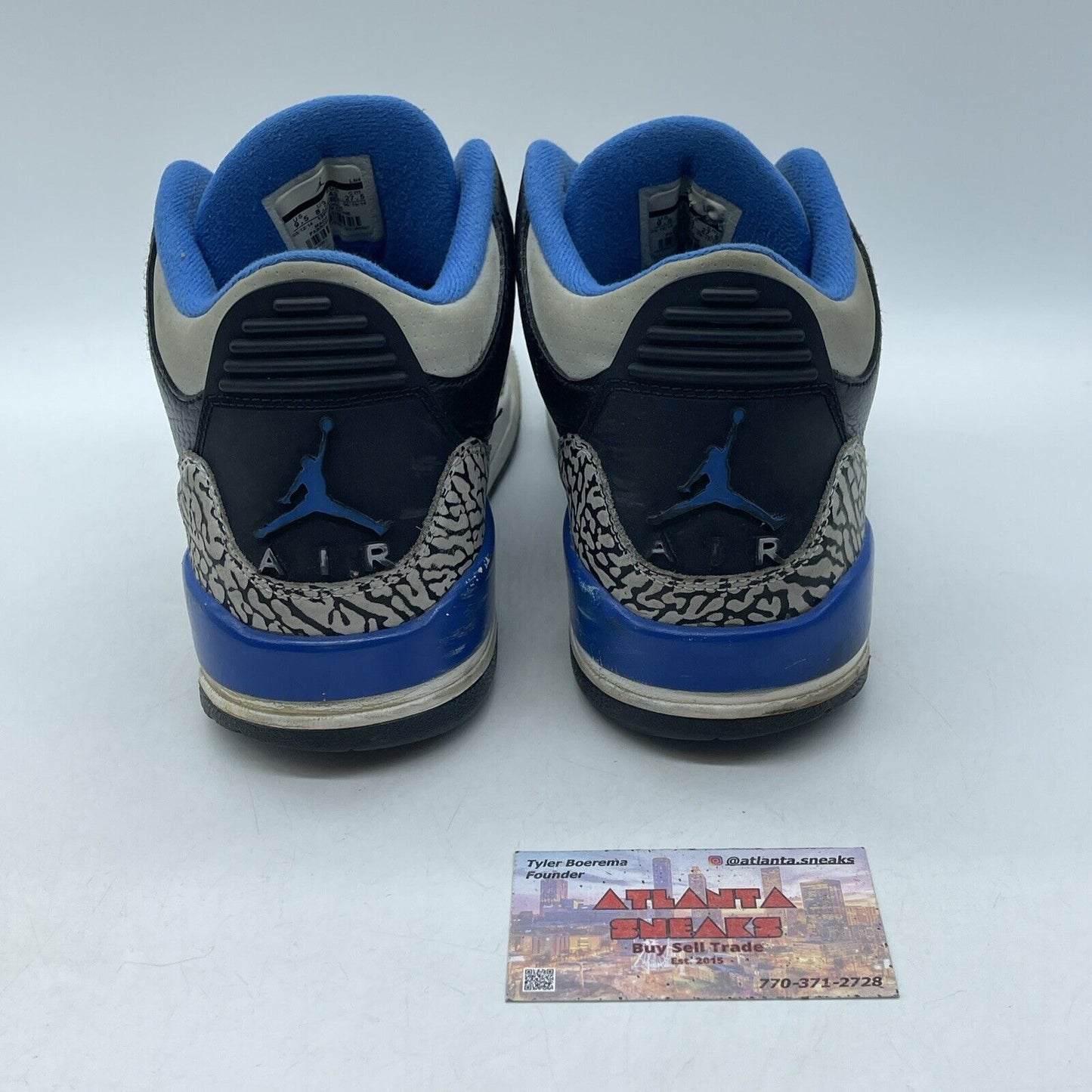 Size 9.5 - Air Jordan 3 Retro Sport Blue Black Leather Grey Suede (136064-007)