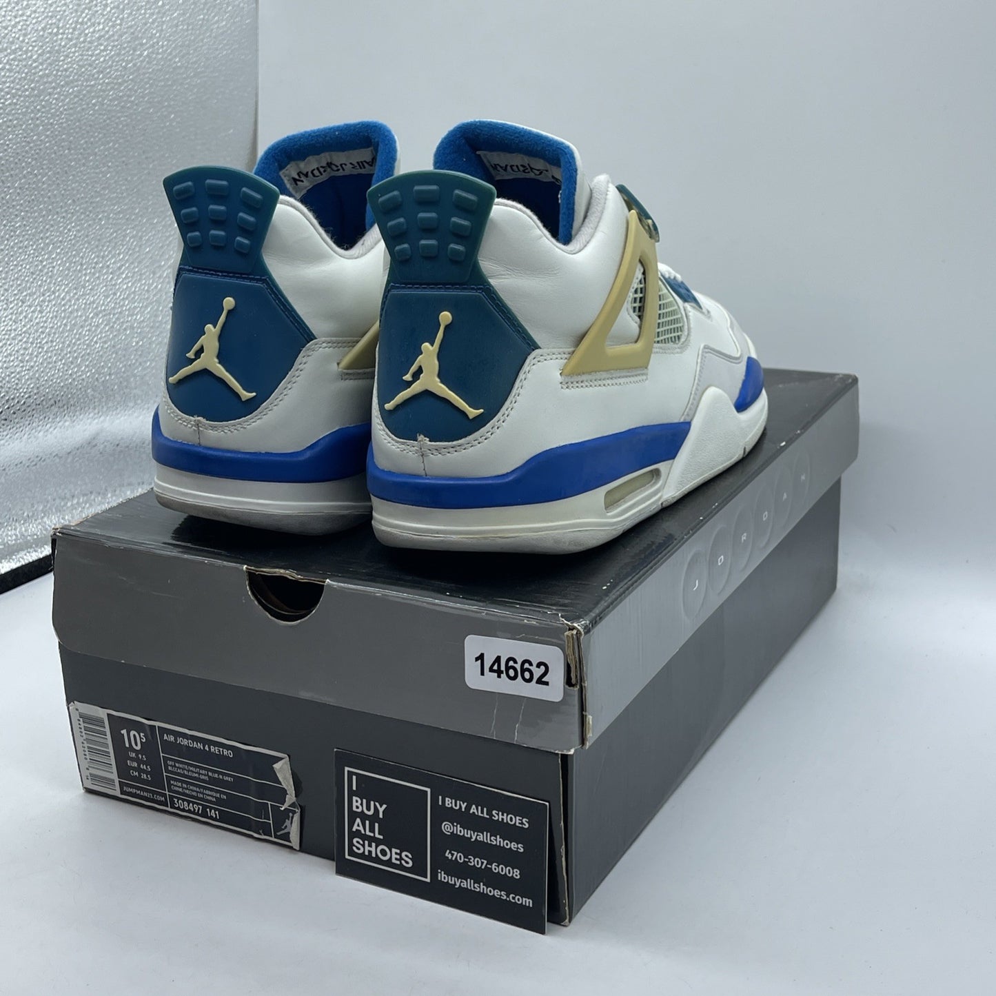 Size 10.5 - Air Jordan 4 Retro 2006 Military Blue White Suede (308497-141)