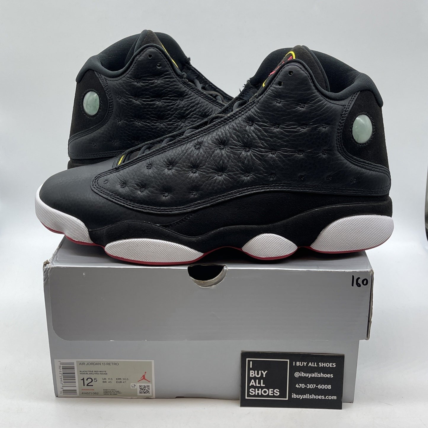Size 12.5 - Jordan 13 Retro Mid Playoff Black Suede Leather (414571-062)