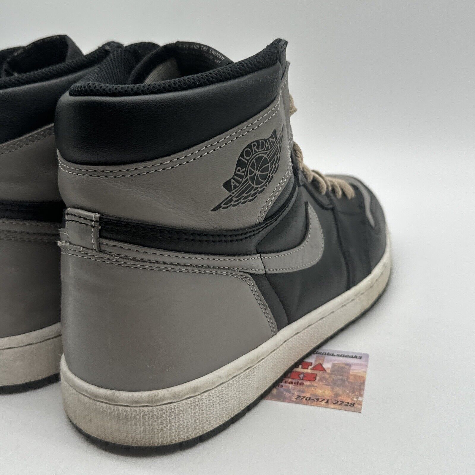 Size 11 - Jordan 1 Retro OG High Shadow Black Grey Premium Leather Cream Laces