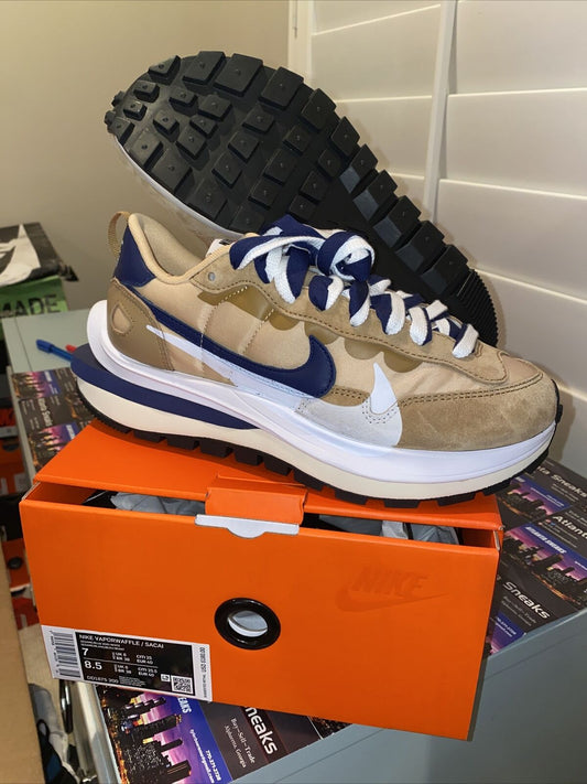 Size 7 - Nike VaporWaffle x Sacai Tan Navy Suede And Leather Rare Size Brand New