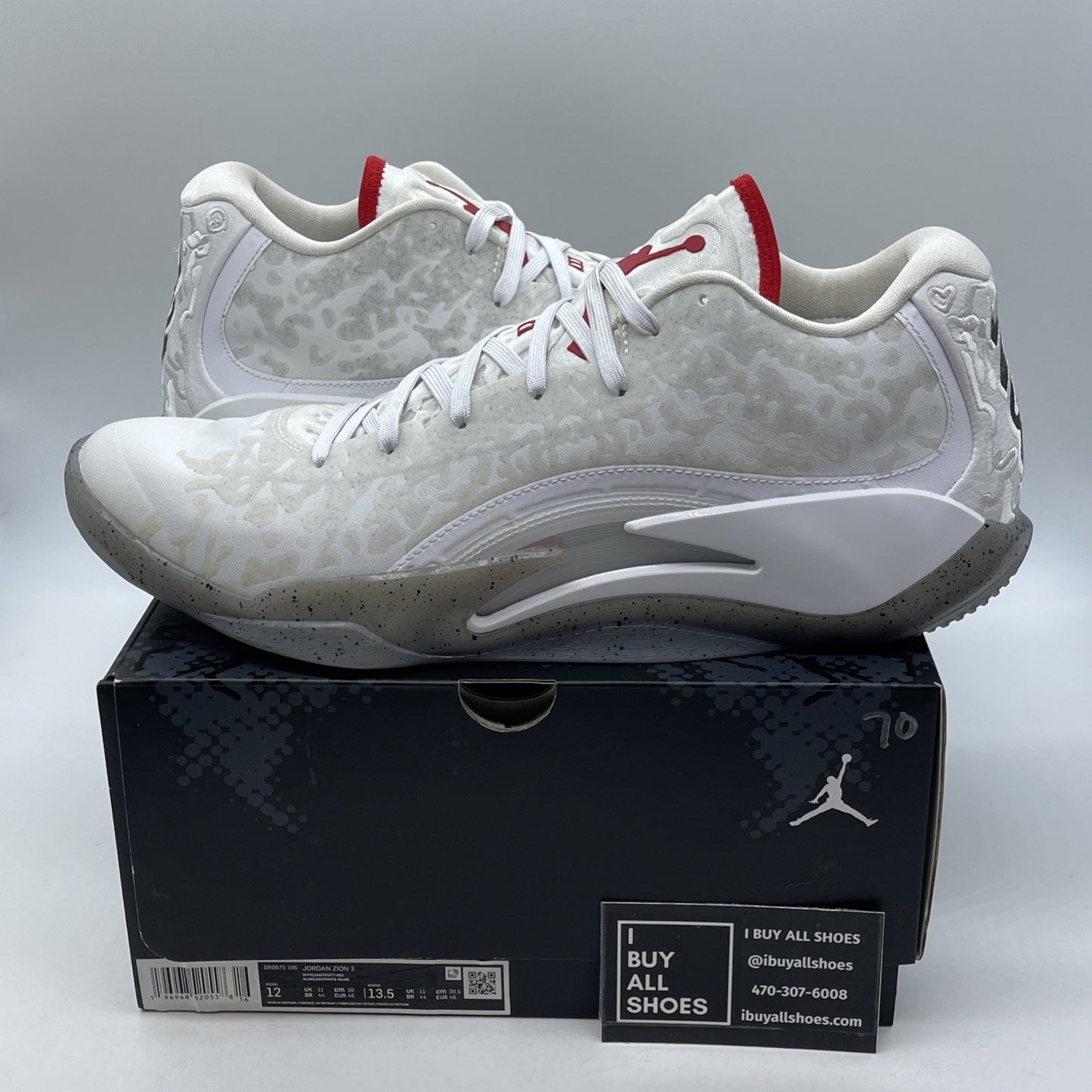Size 12 - Jordan Zion 3 Fresh Paint White Grey Suede Leather (DR0675-106)