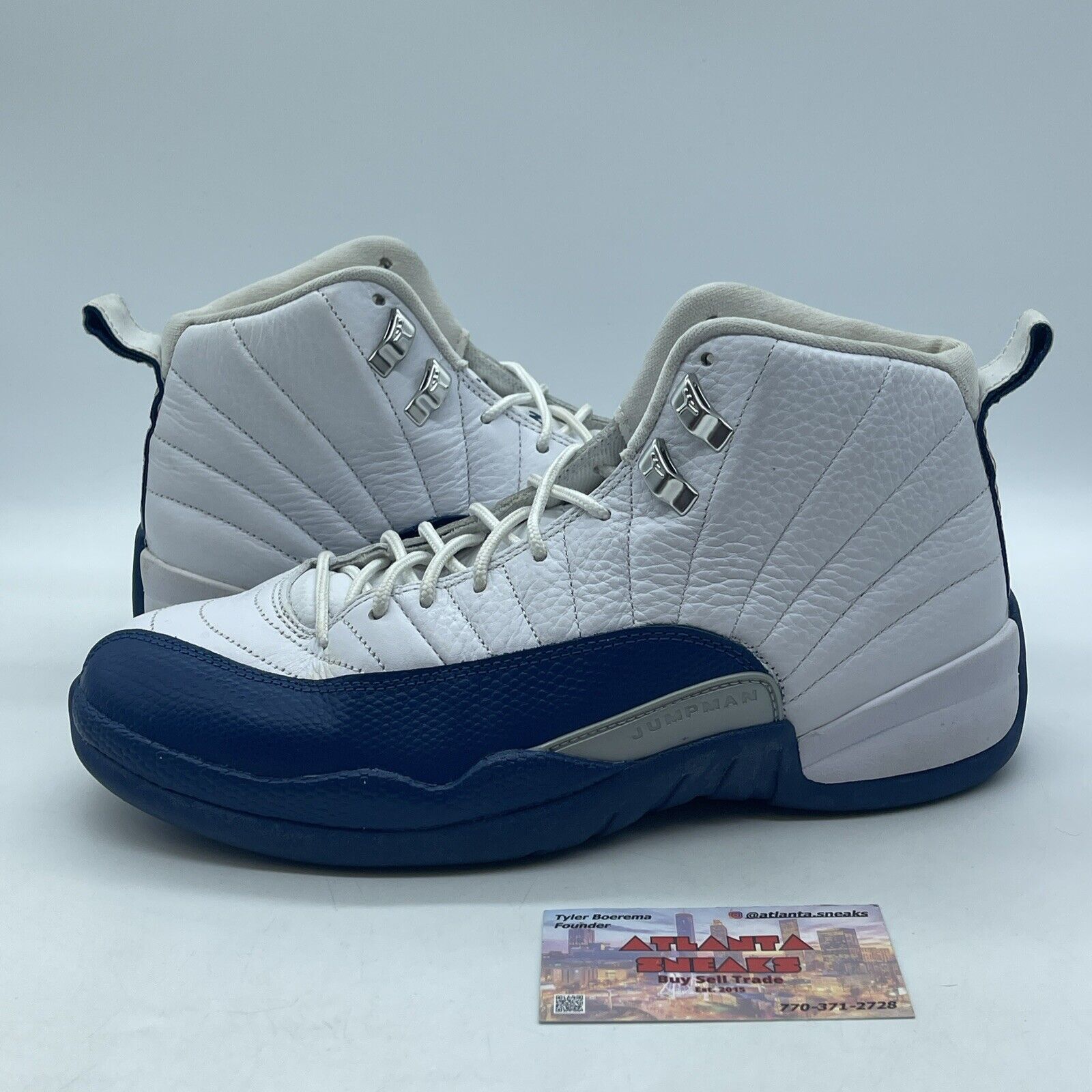 Size 8.5 - Jordan 12 Retro French Blue 2016 White Leather (130690-113)