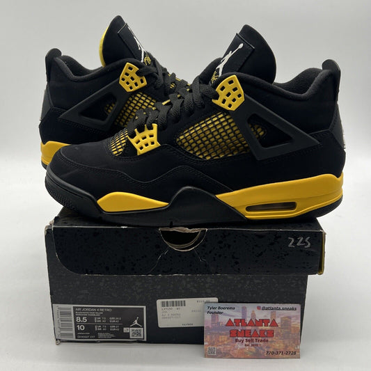 Size 8.5 - Jordan 4 Retro Mid Thunder Black Yellow Suede (DH6927-017)