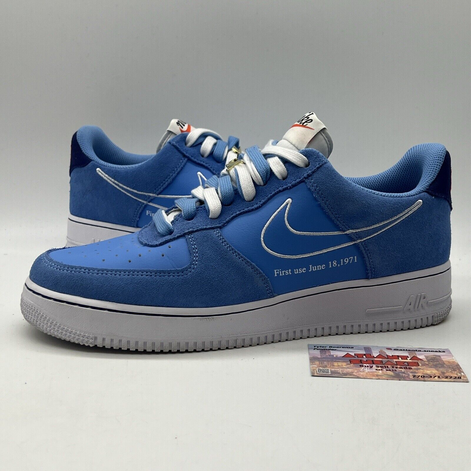 Size 10.5 - Nike Air Force 1 '07 LV8 First Use - University Blue White Leather