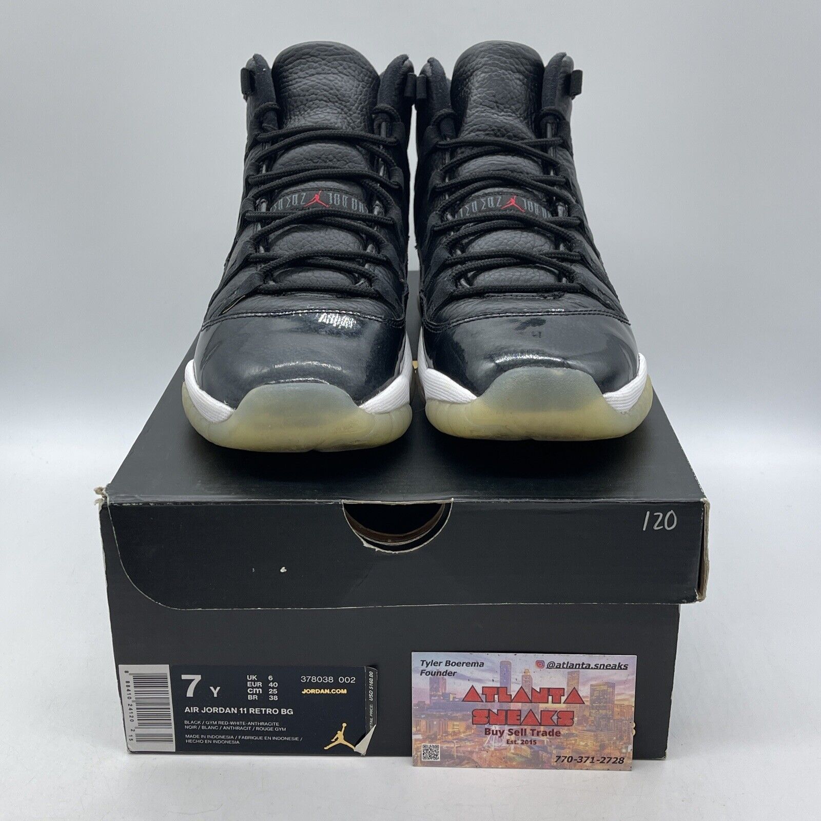 Size 7Y (GS) - Jordan 11 Mid 72-10 White Leather Black Suede Red (378038-002)