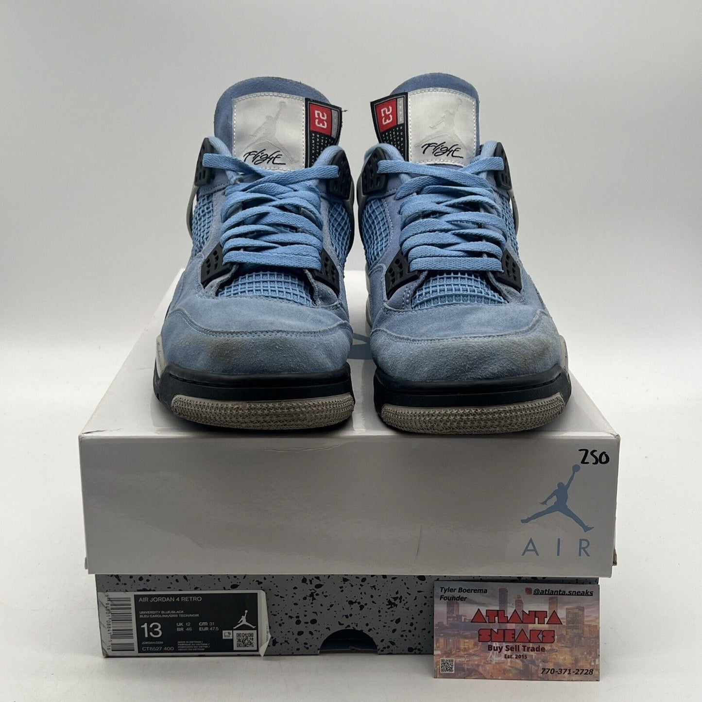 Size 13 - Jordan 4 Retro Mid University Blue Black Grey Suede (CT8627-400)