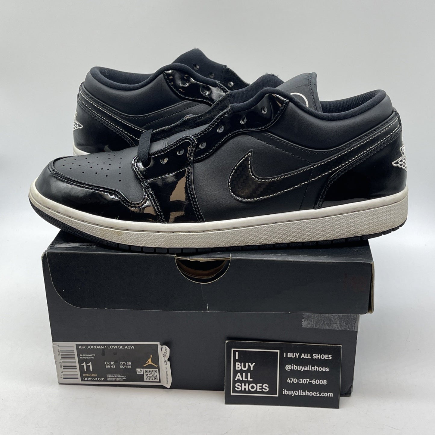 Size 11 - Air Jordan 1 Low All Star 2021 Black Leather (DD1650-001)