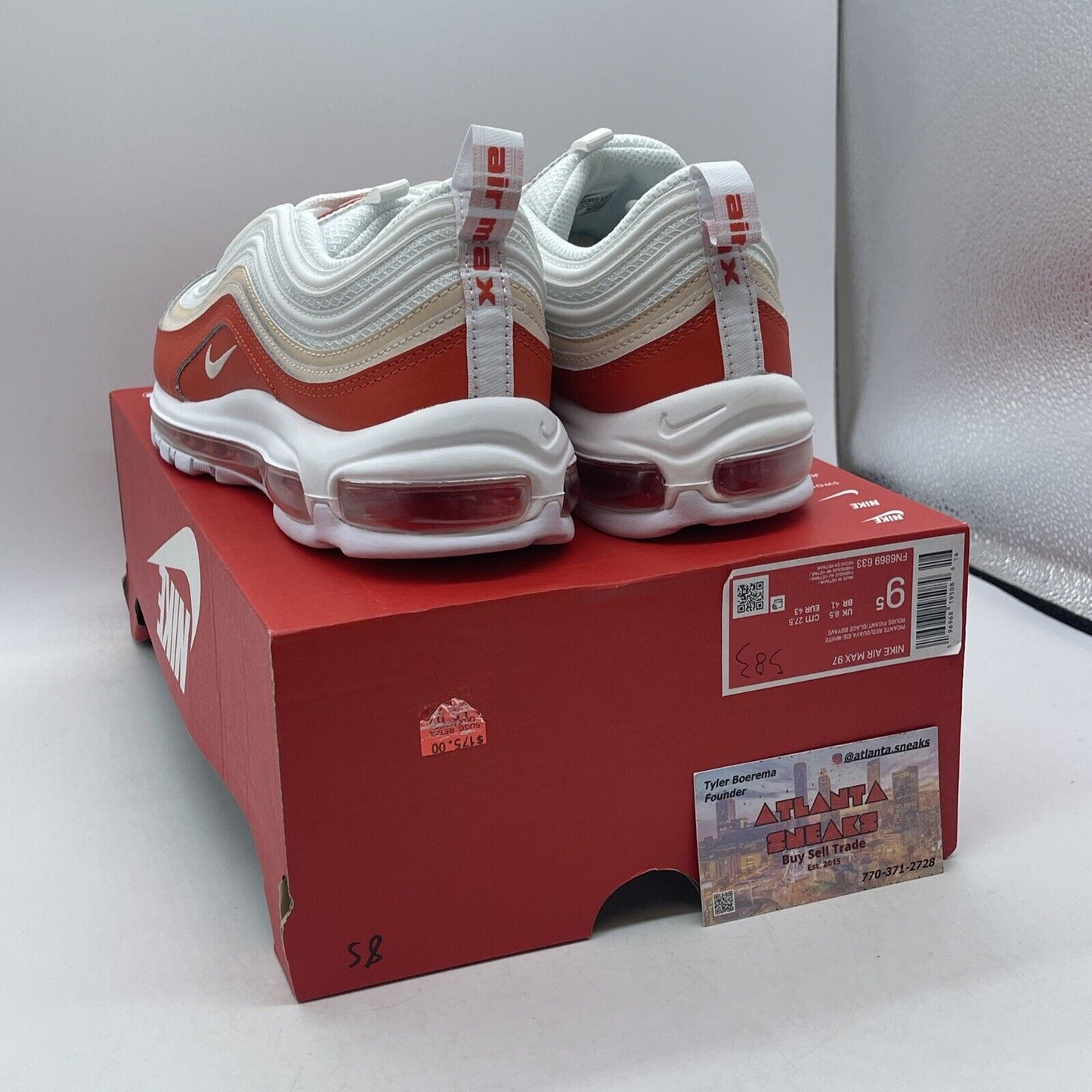 Size 9.5 - Nike Air Max 97 Picante Red White Leather Suede (FN6869-633)