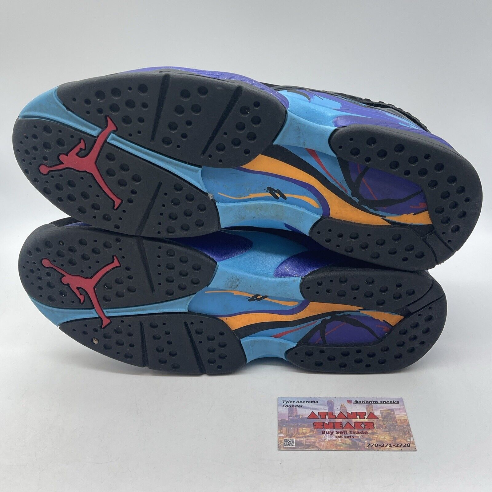 Size 11.5 - Jordan 8 Retro Aqua 2015 Red Purple Grey Black Suede (305381-025)