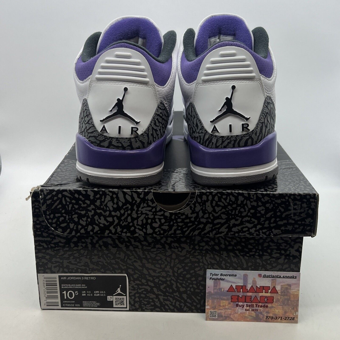 Size 10.5 - Jordan 3 Retro Mid Dark Iris White Leather Purple Black (CT8532-105)