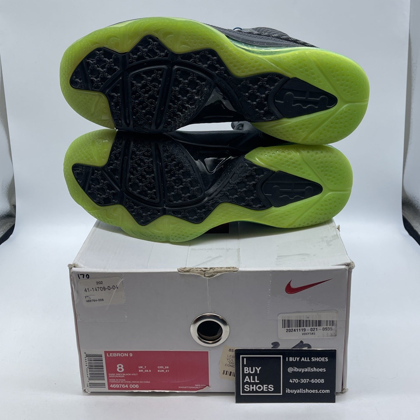 Size 8 - Nike LeBron 9 Dunkman Grey Green Leather (469764-006)