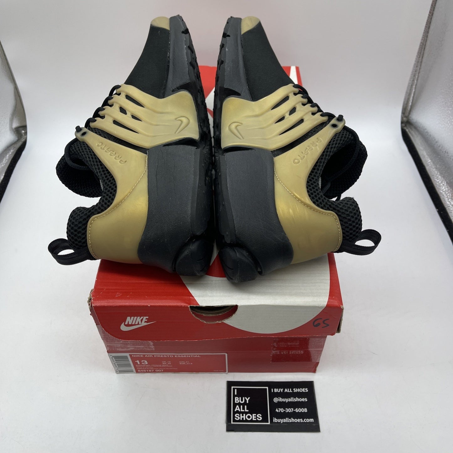 Size 13 - Nike Air Presto Essential Metallic Gold Black Suede (848187-007)