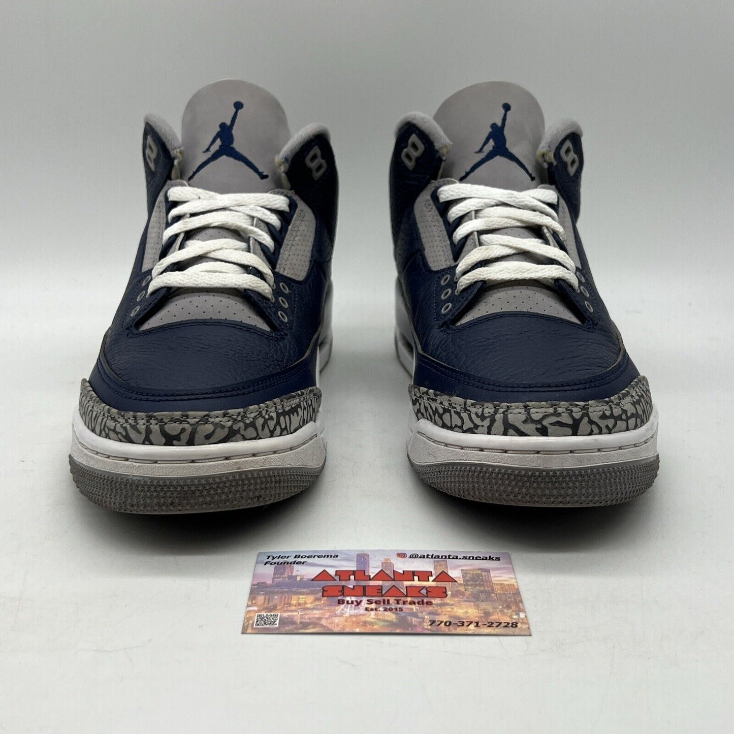 Size 9 - Jordan 3 Retro Blue Grey Navy Leather White (CT8532-401)