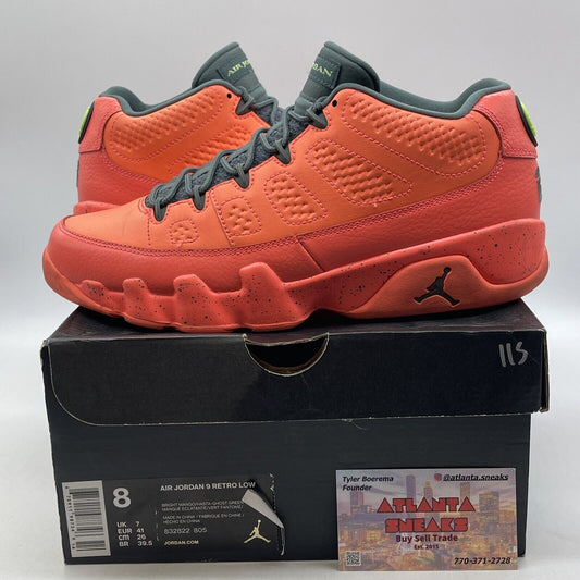 Size 8 - Air Jordan 9 Low Bright Mango Gray Leather (832822-805)