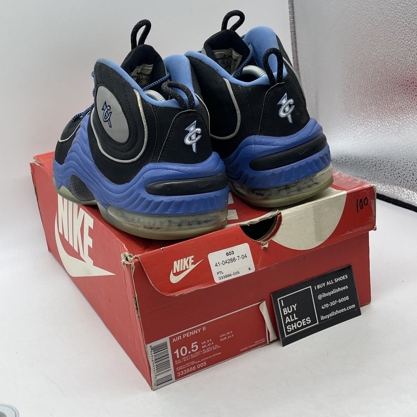 Size 10.5 - Nike Air Penny 2 Varsity Royal Black Blue Suede (333886-005)