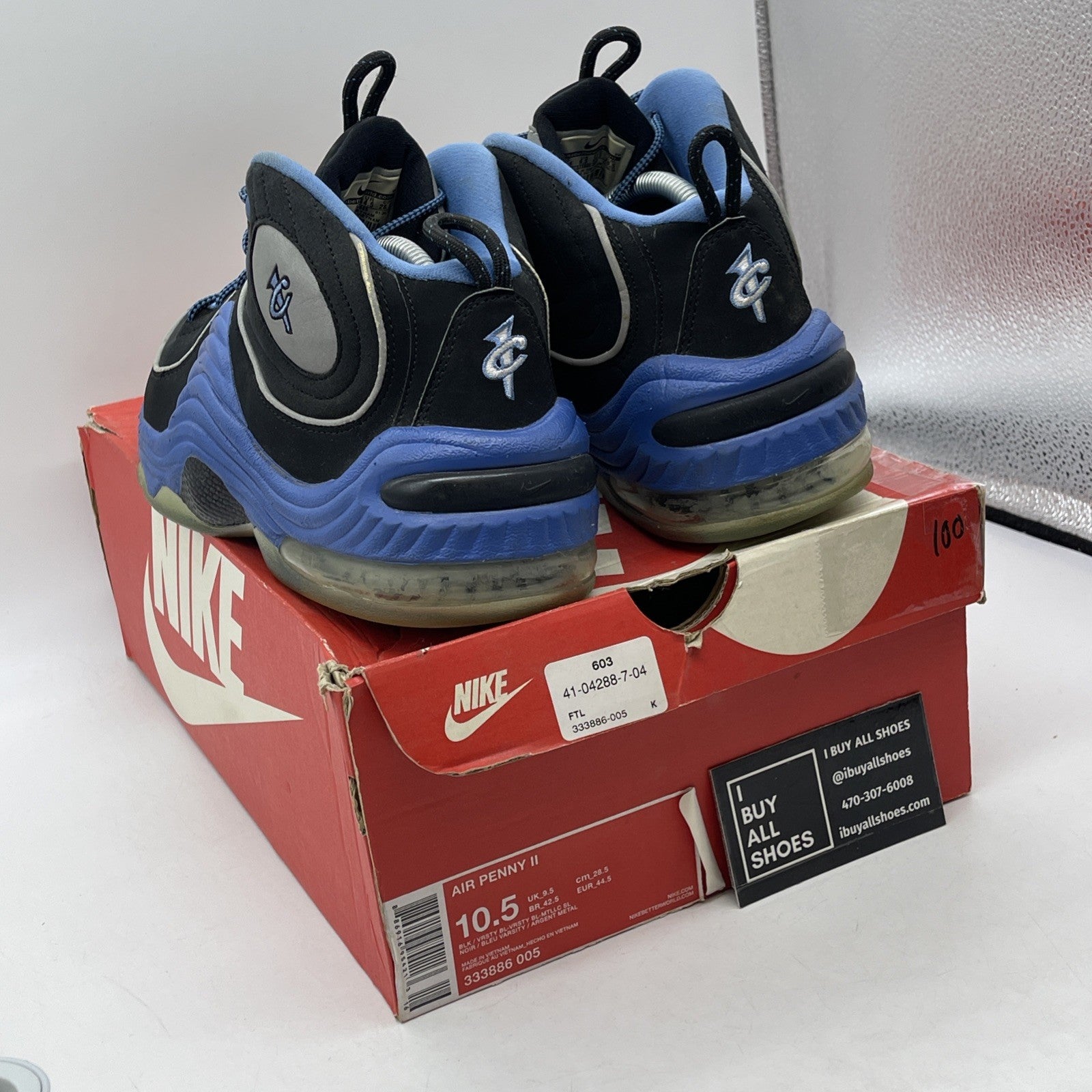 Size 10.5 - Nike Air Penny 2 Varsity Royal Black Blue Suede (333886-005)