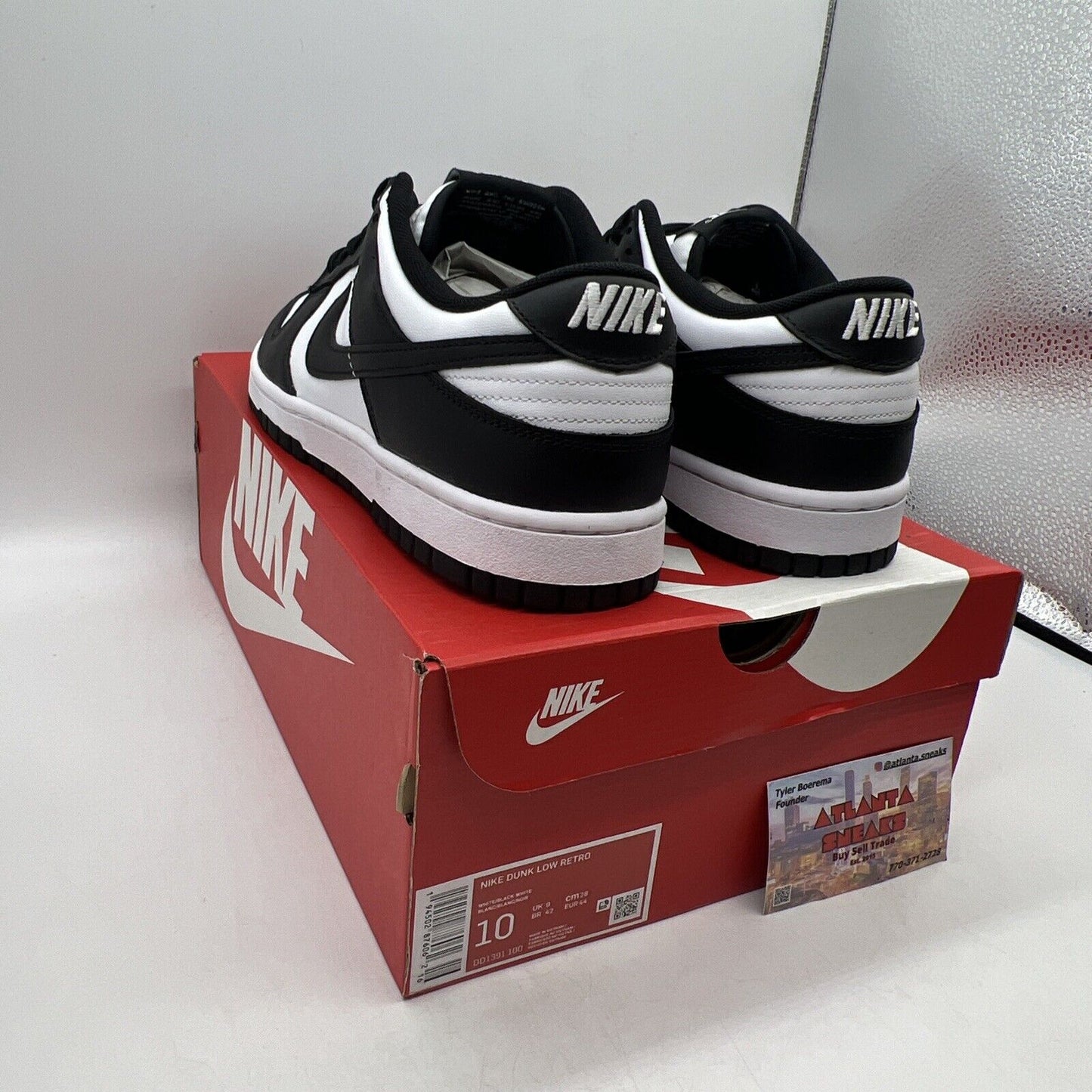 Size 10 - Nike Dunk Low Black White Brand New Og All