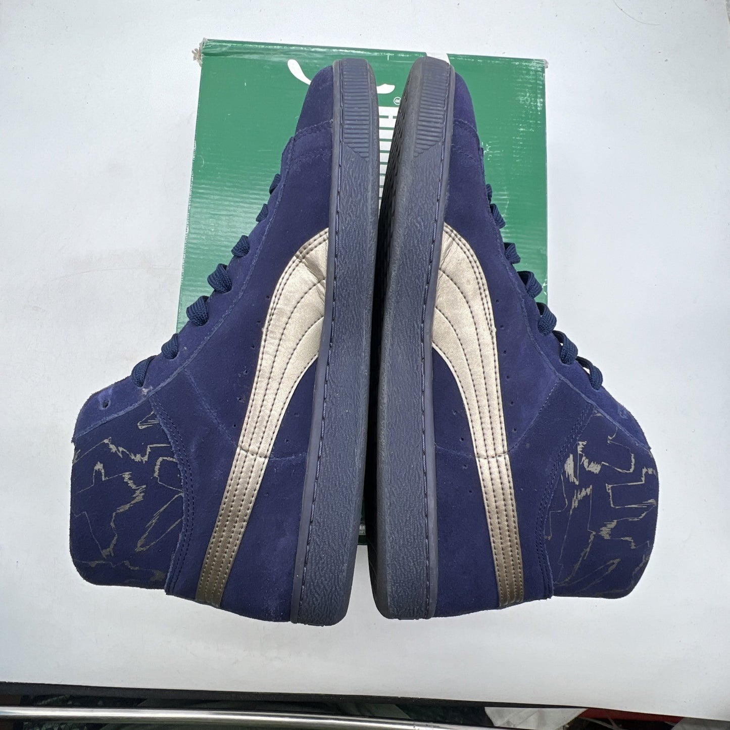 Size 12 - Blue Navy Puma Suede Classic Mid Blue Gum Mid-Top (361505-02)