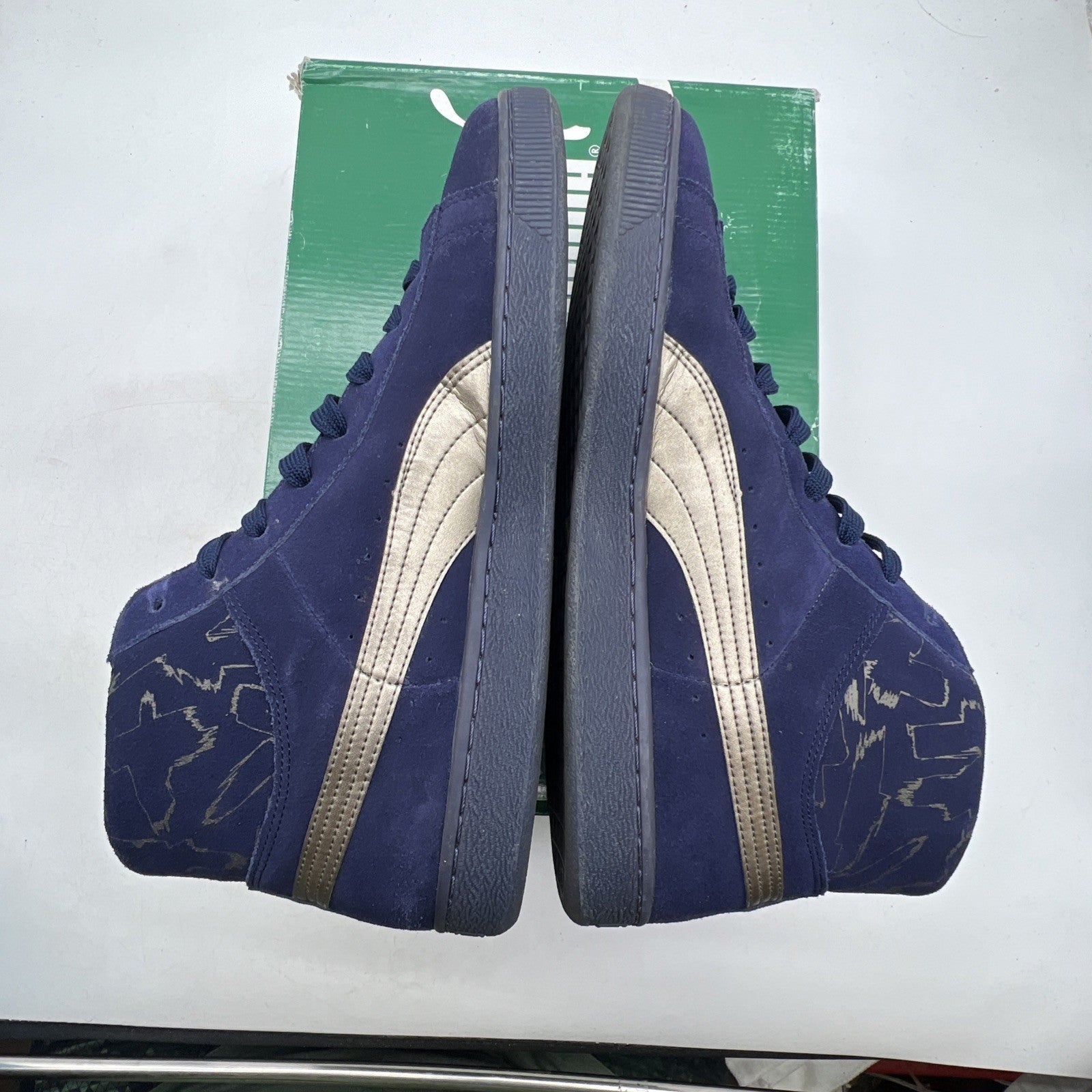 Size 12 - Blue Navy Puma Suede Classic Mid Blue Gum Mid-Top (361505-02)