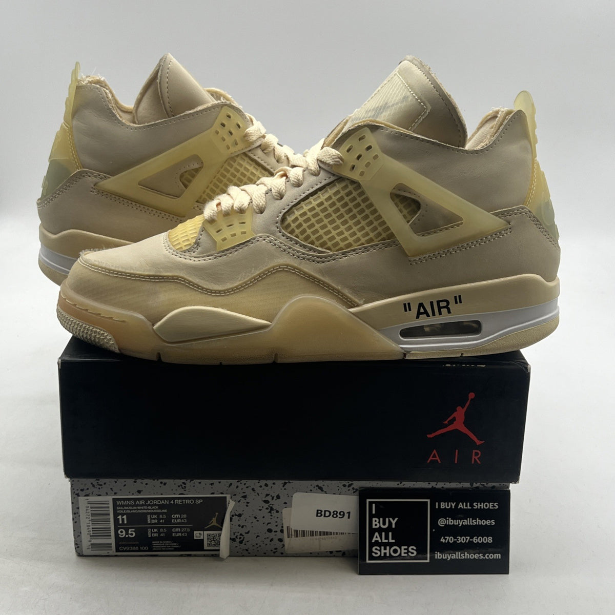 Size 11W - Air Jordan 4 SP x Off-White Mid Sail W (CV9388-100)