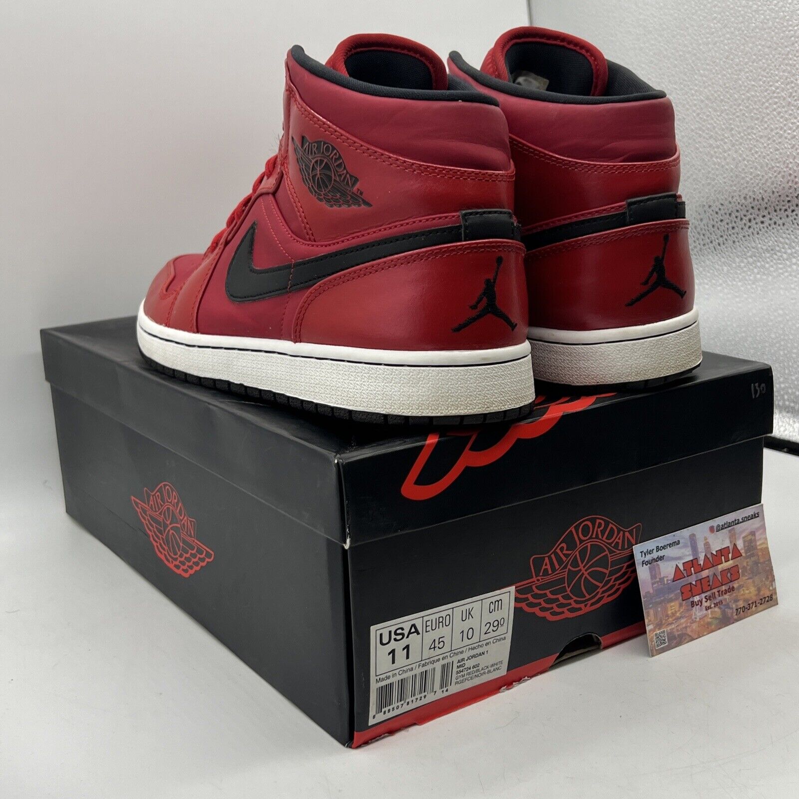 Size 11 - Air Jordan 1 Retro Mid Gym Red Black White Leather (554724-602)