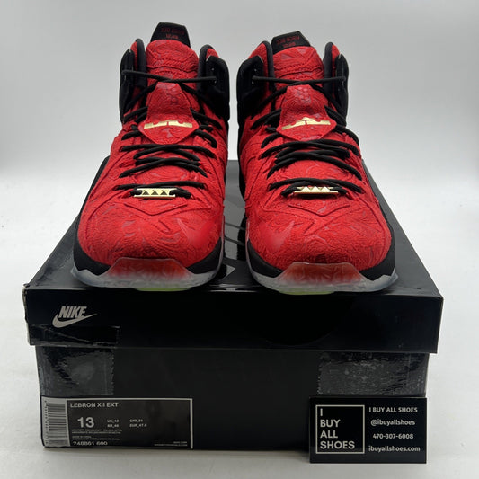 Size 13 - Nike LeBron 12 EXT Red Paisley (748861-600)