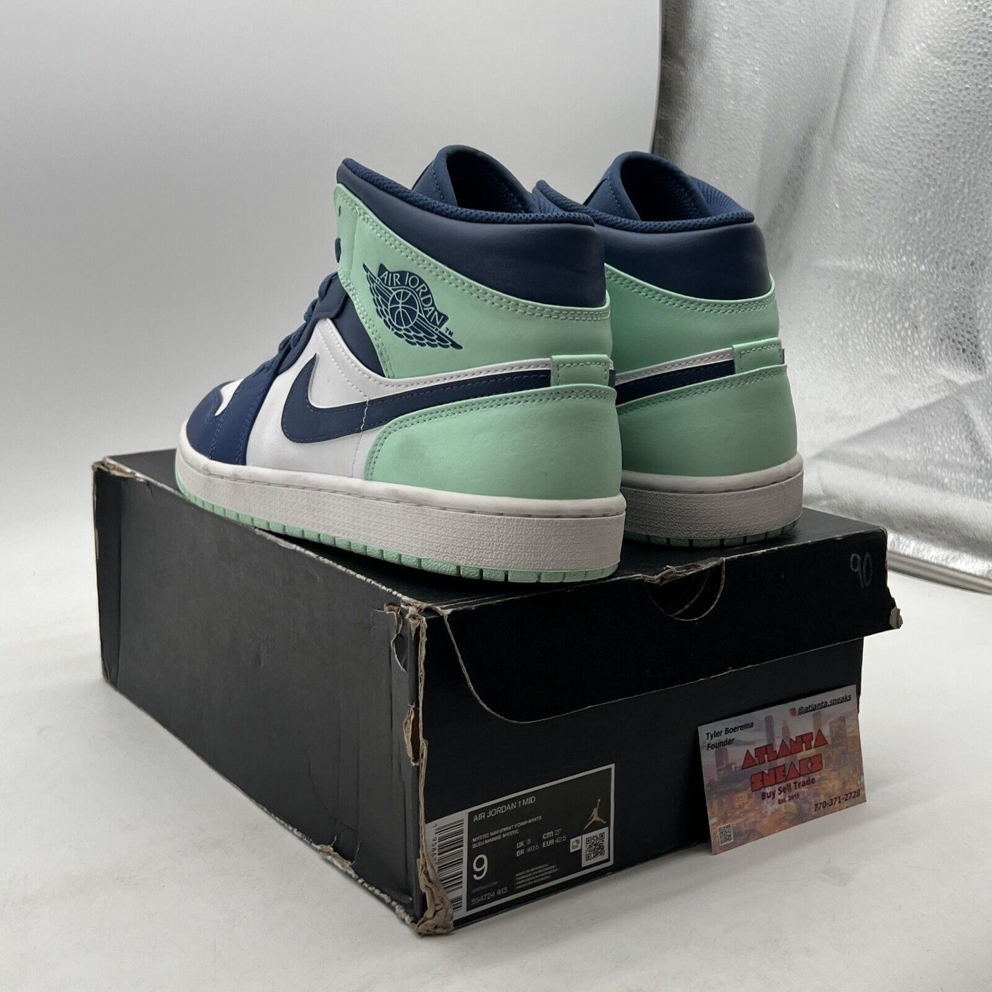 Size 9 - Air Jordan 1 Mid Blue Mint 2022 (554724-413)