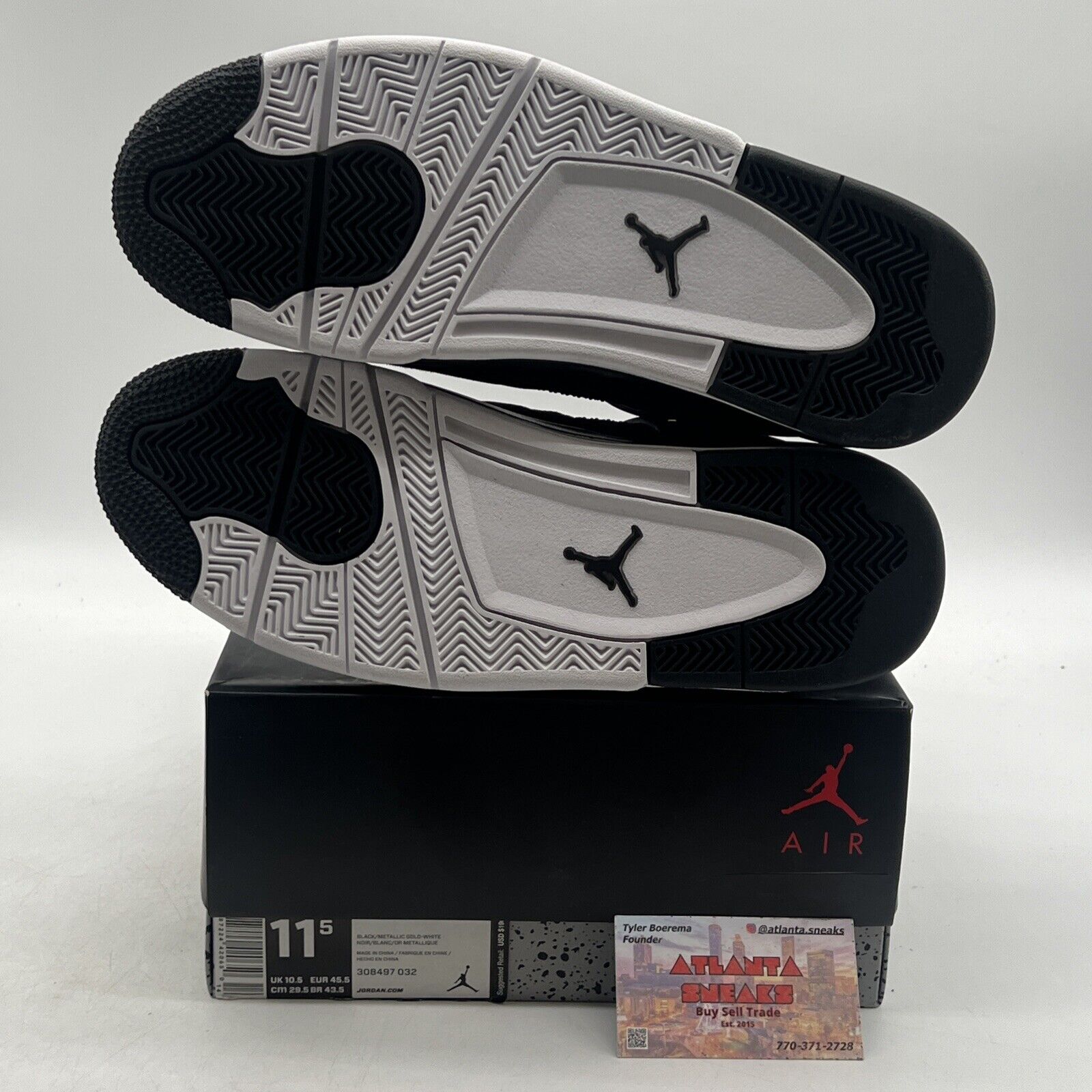 Size 11.5 - Jordan 4 Retro Royalty 2017 Gold Suede Black White (308497-032)