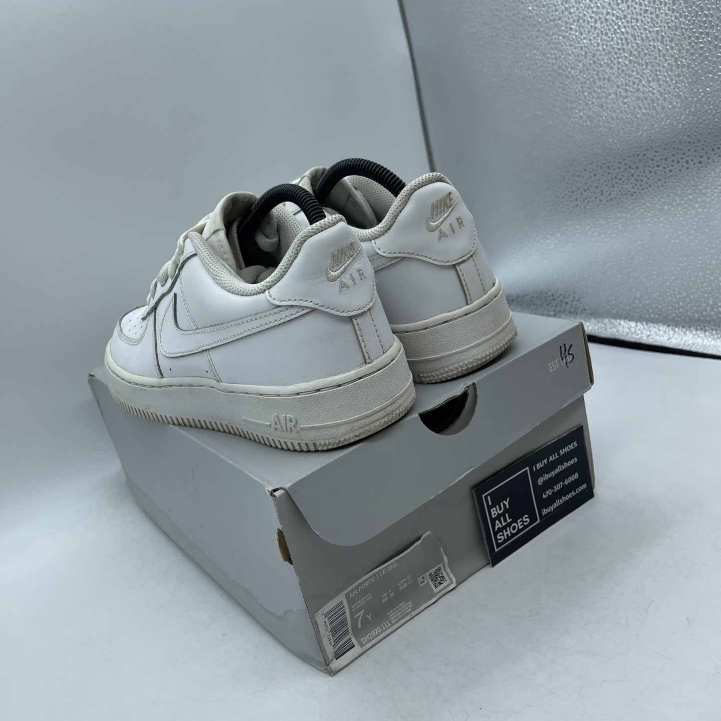 Size 7Y (GS) - Nike Air Force 1 LE Low Triple White (DH2920-111)