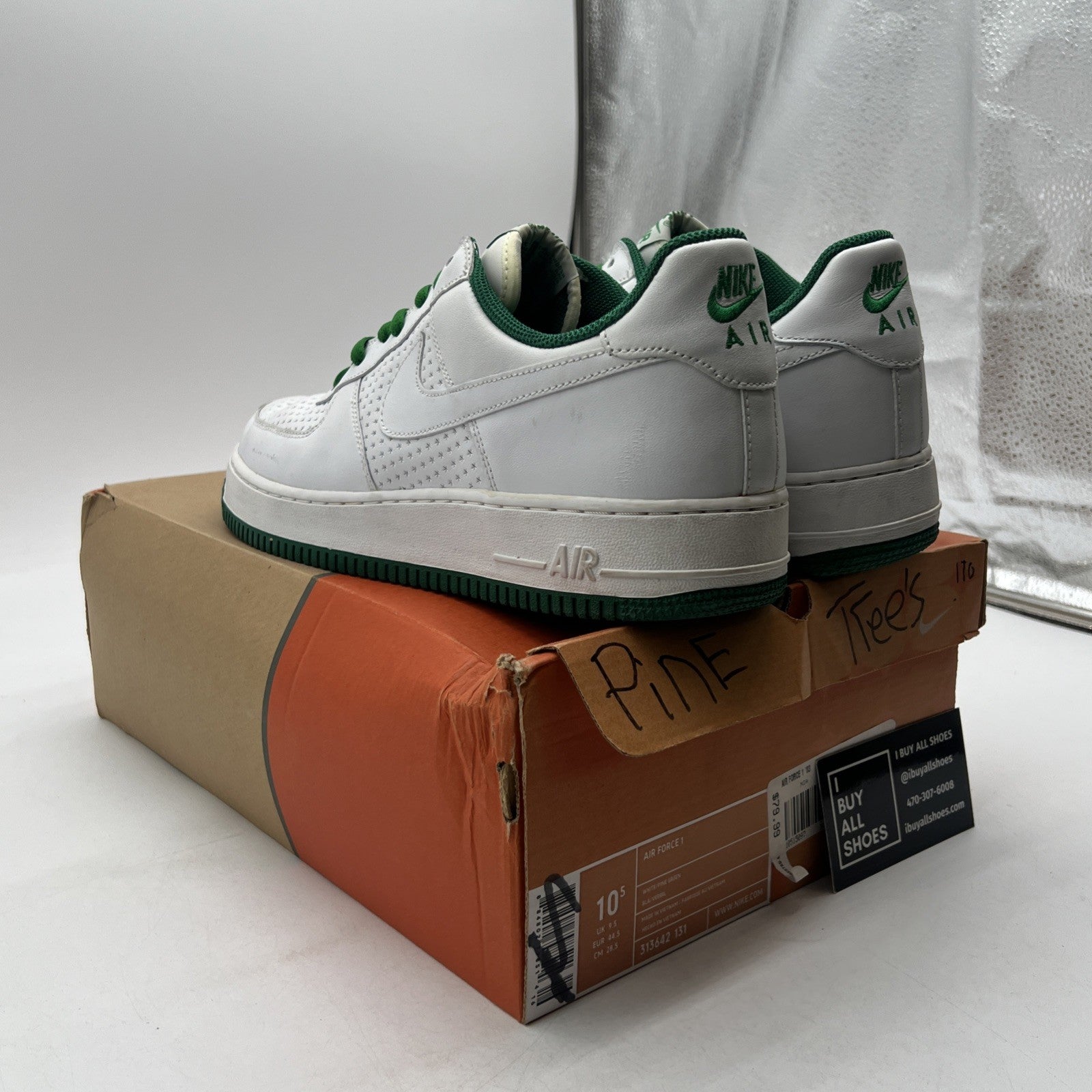 Size 10.5 - Nike Air Force 1 White Pine Green (313642-131)
