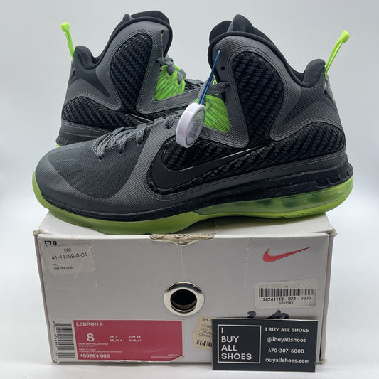 Size 8 - Nike LeBron 9 Dunkman Grey Green Leather (469764-006)