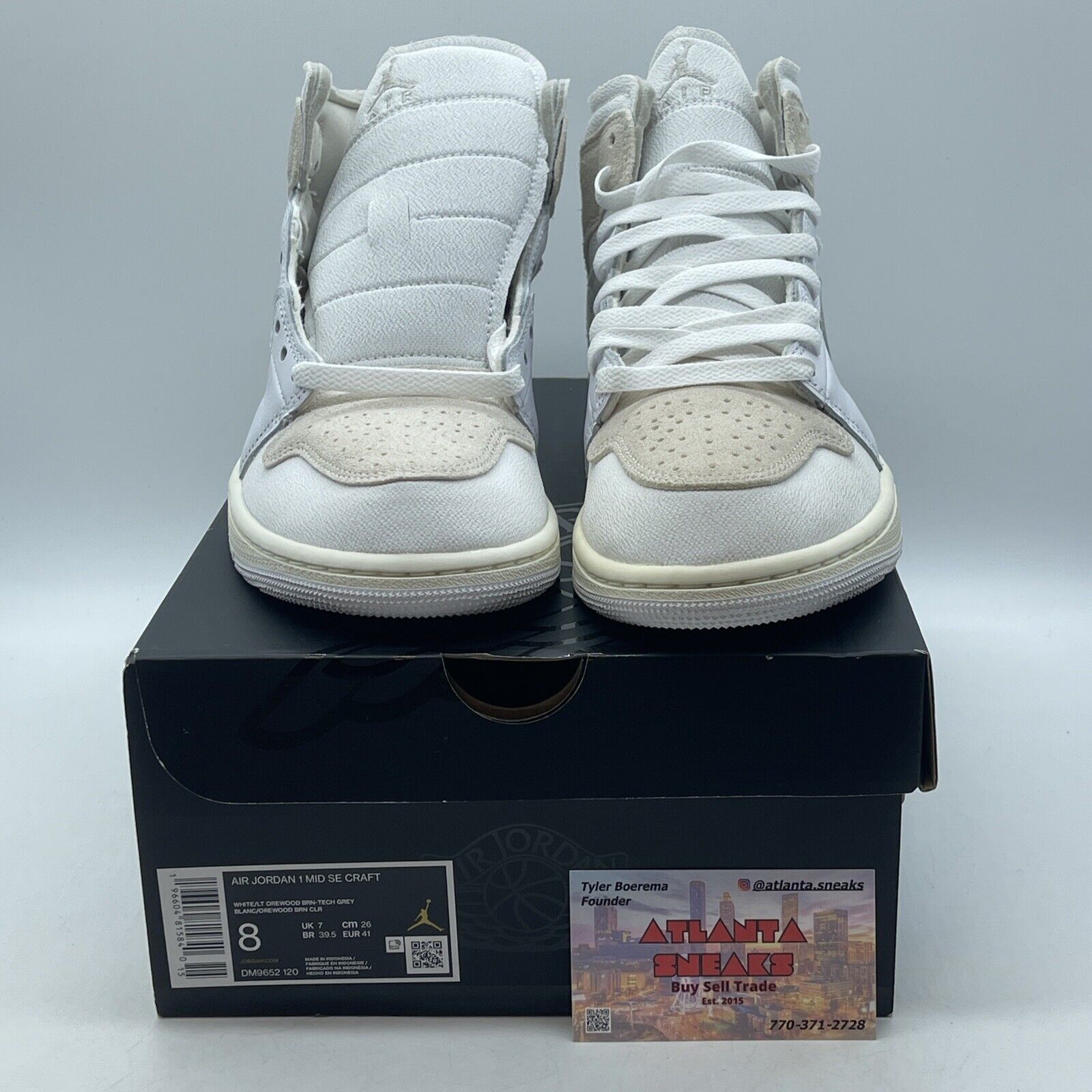 Size 8 - Air Jordan 1 SE Craft Mid Inside Out - White Sail Suede (DM9652-120)